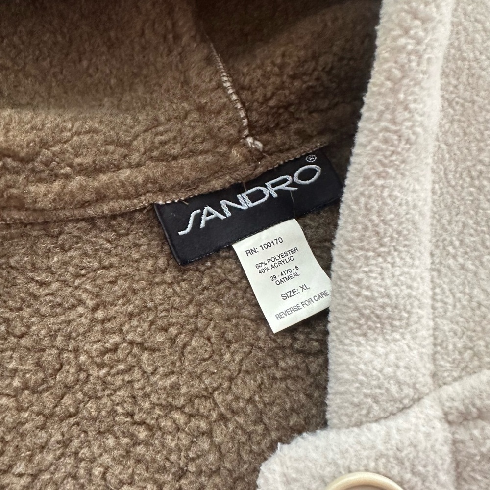 Sandro Vintage Cream and Brown Hooded Coat - Picture 3 of 4